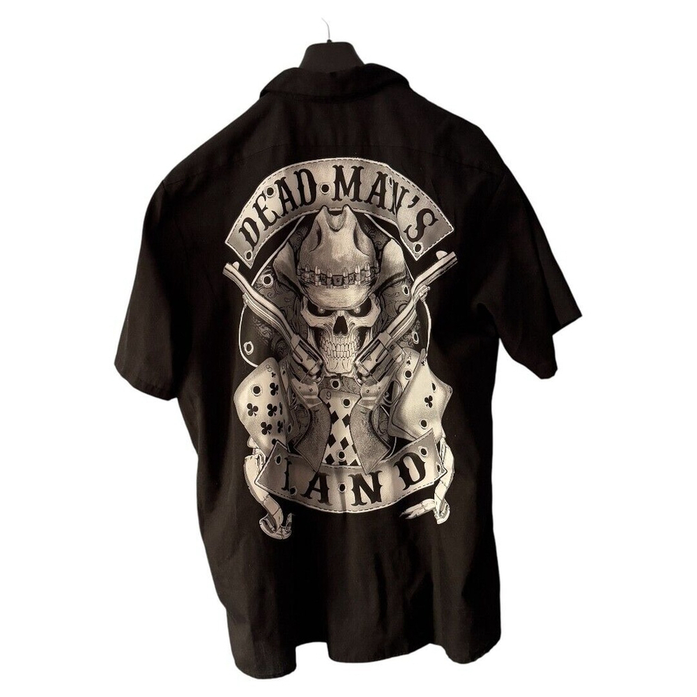 Men's Bikewear Dead Mans Hand Button Up Biker Shirt Size 3XL
